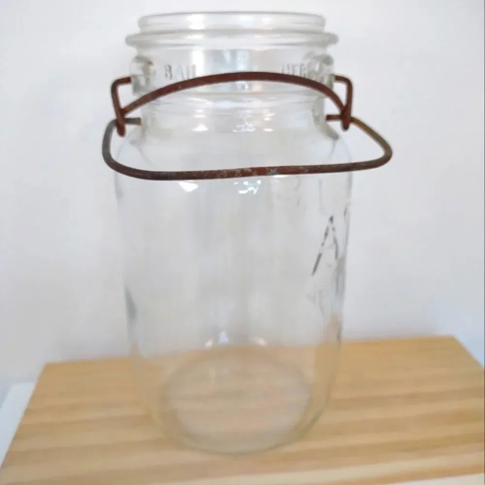 Vintage Atlas E-Z Seal Clear Glass Canning Jar Wire Bail No Lid